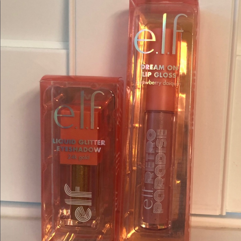 elf Liquid Gold Glitter Eye Shadow & Dream on Pink Lipgloss.